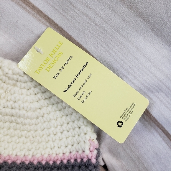 Taylor Joelle Sock Monkey Knit Hat Tassel Straps Infant 3-6 Months Cotton - Picture 5 of 8